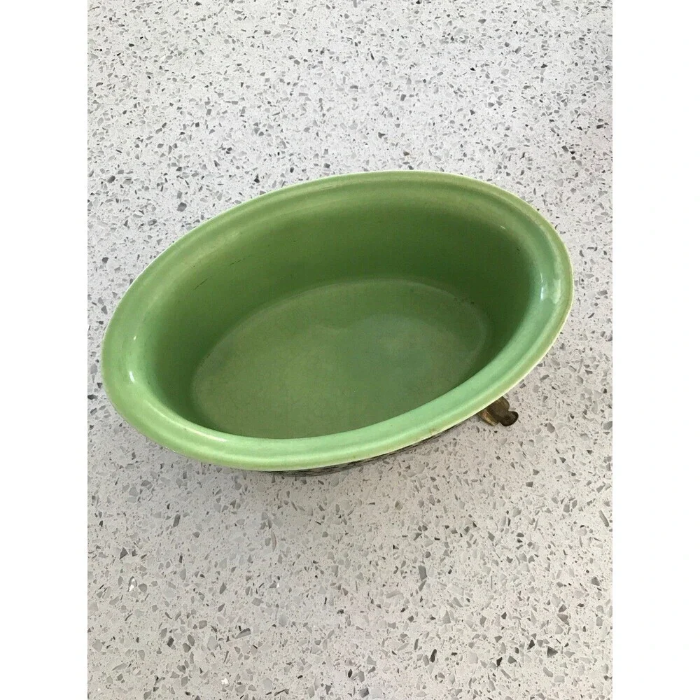 Antique Wilhite Of Calif 5205 Oval Dish With Metal Stand